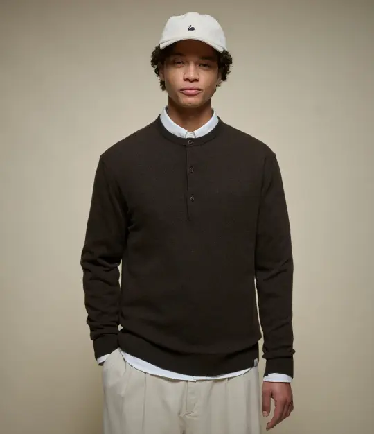 Merino Wool-Cashmere-Silk Long Sleeve Henley
