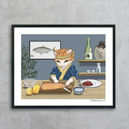 Sushi Chef Kitty Fine Art Print