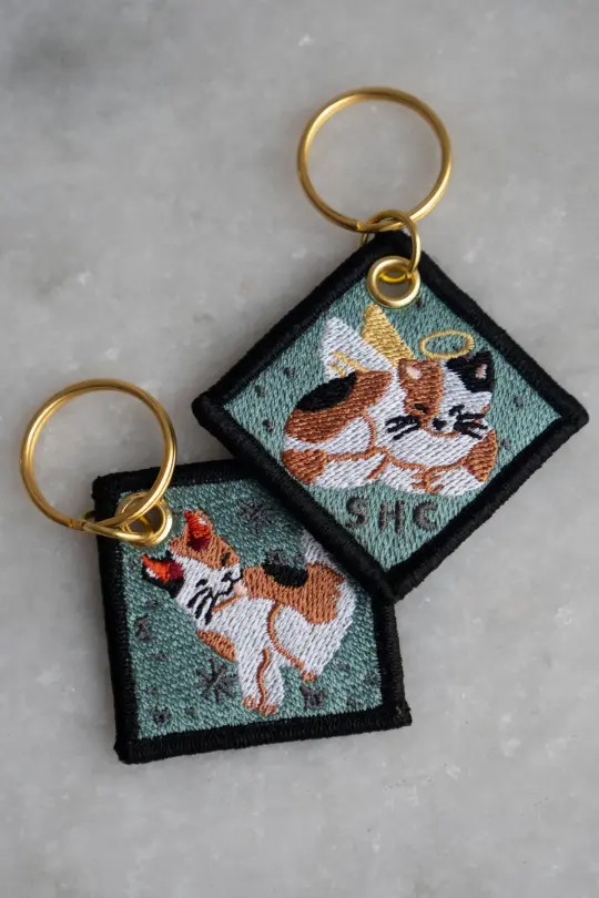 Duality Cat - Embroidered Keychain
