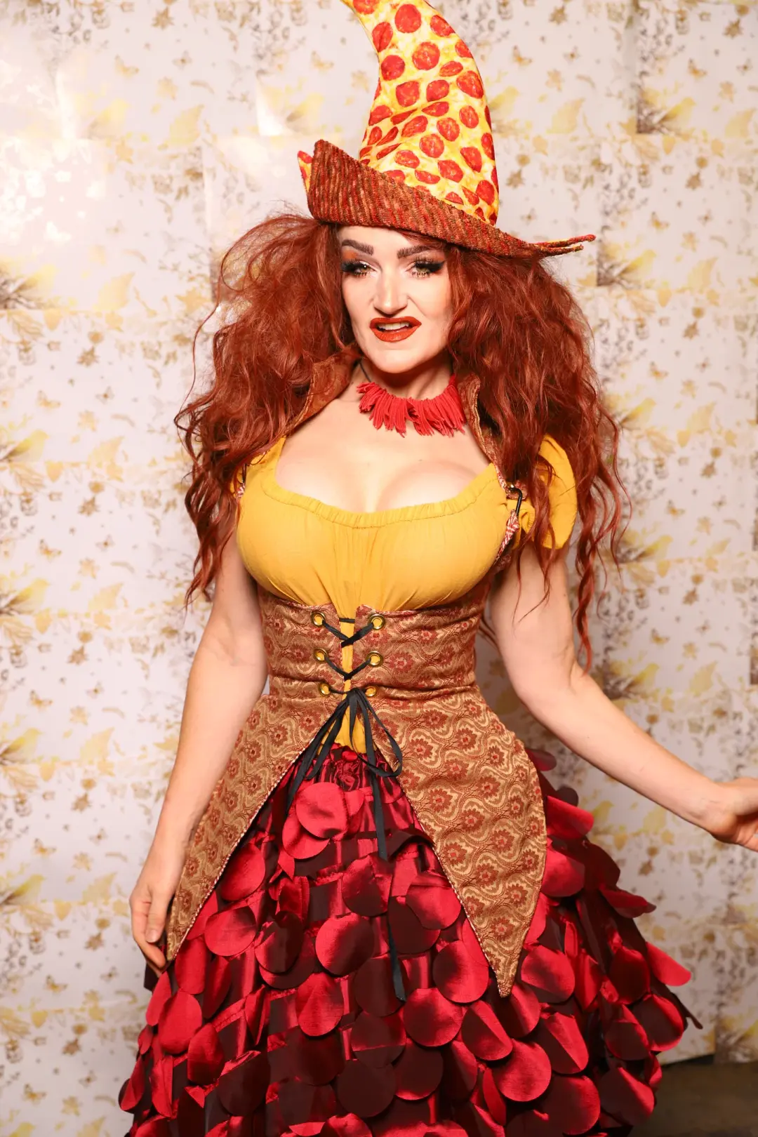 03. Artemis Underbust in Garnet & Gold Tapestry - The Marinara Maidens Collection