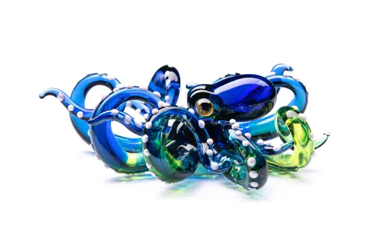 The Blue-Green Octopus pendant blown glass octopus necklace