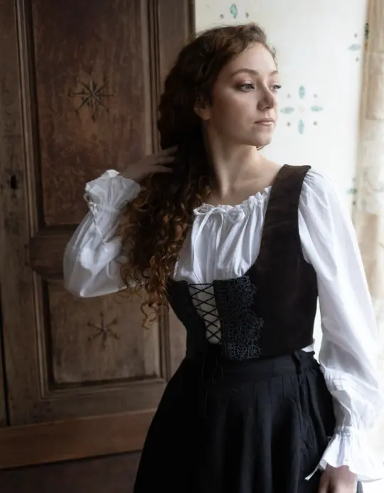 Corset 'Daria' en velours châtaigne