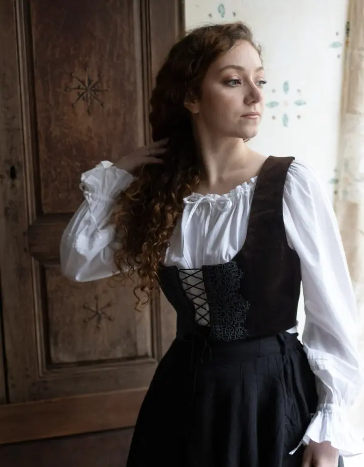 Corset 'Daria' en velours châtaigne