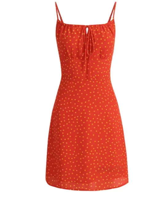 French holiday style short red 2025 new suspender dress R2651