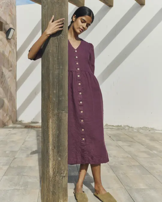 RONDA button down linen dress