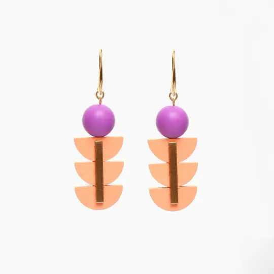 Pink and Purple Geometric Earrings