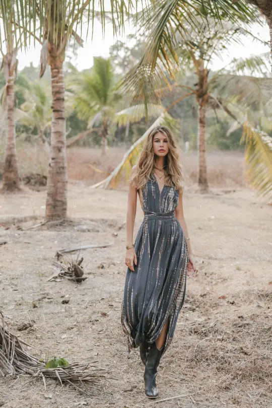 Tie Dye Dress Kiana Dark Grey
