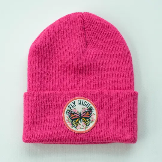Fly High Butterfly - Fuchsia Kids Beanie