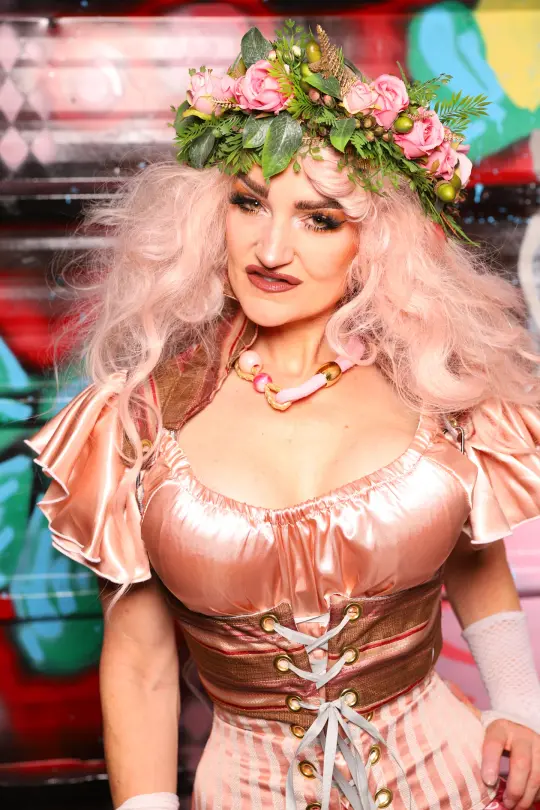 Cropped Vixen Underbust in Chocolate Strawberry Stripe - The Darling Dolly Collection