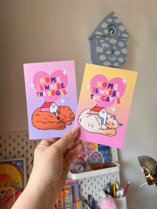 Cartes postale - Home is where the cat/dog is