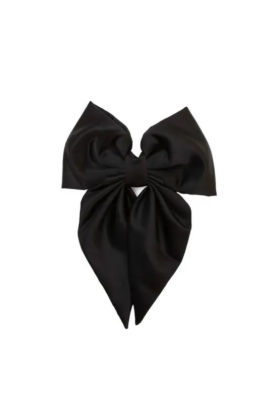 Hair Bow Clip | Black Satin