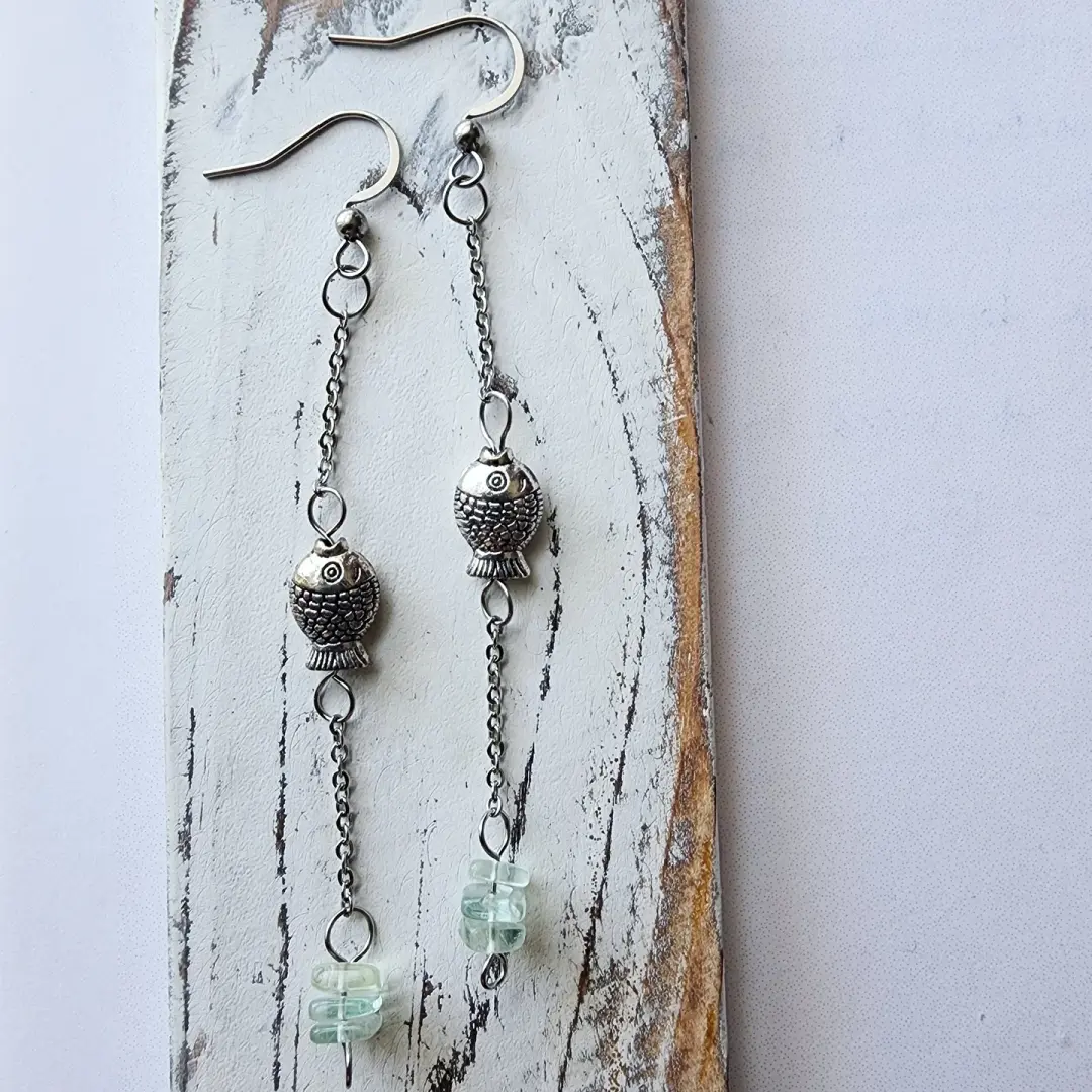 Lil'Fish Dangle - Aquamarine Earrings