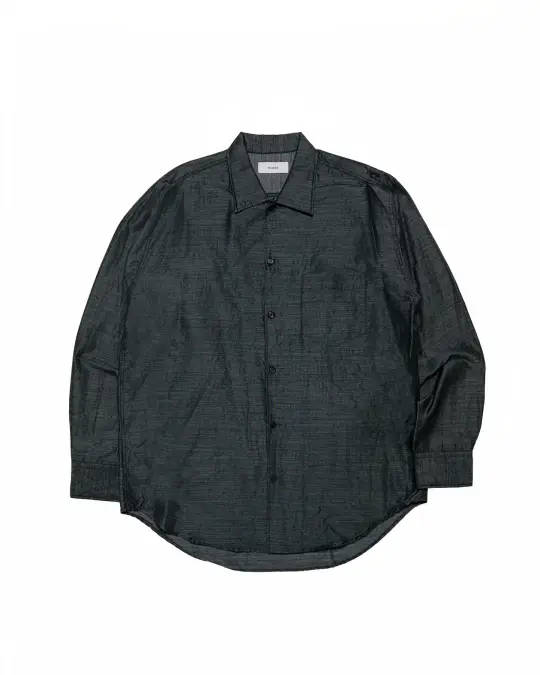 marka Silk/Wool Feather Twill Open Collar L/S Shirt Gray