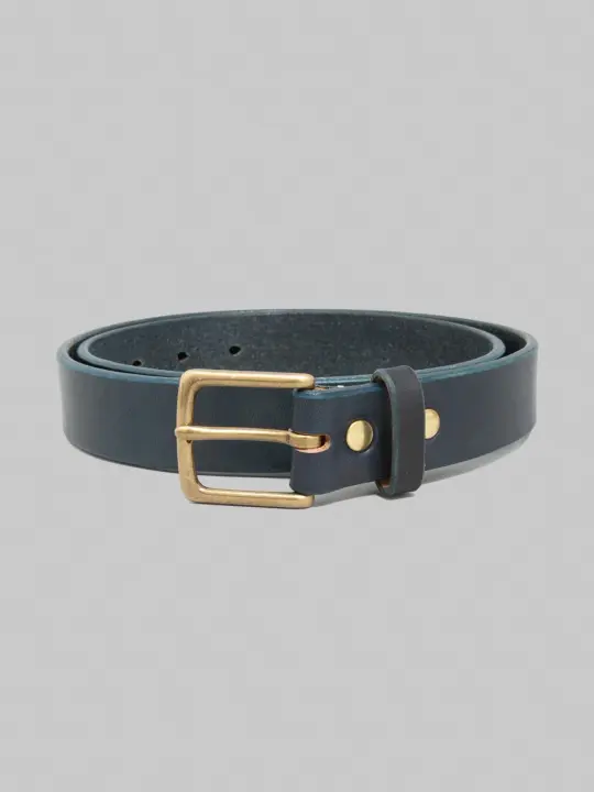 Momotaro Jeans MMGD1003 Gold Buckle Benz Leather Belt Natural Indigo