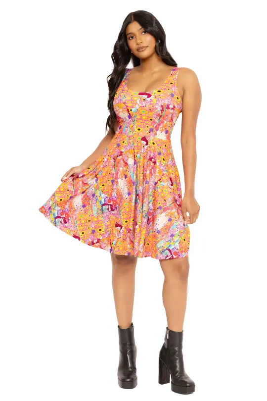 Klimt Water Serpent Scoop Longline Dress