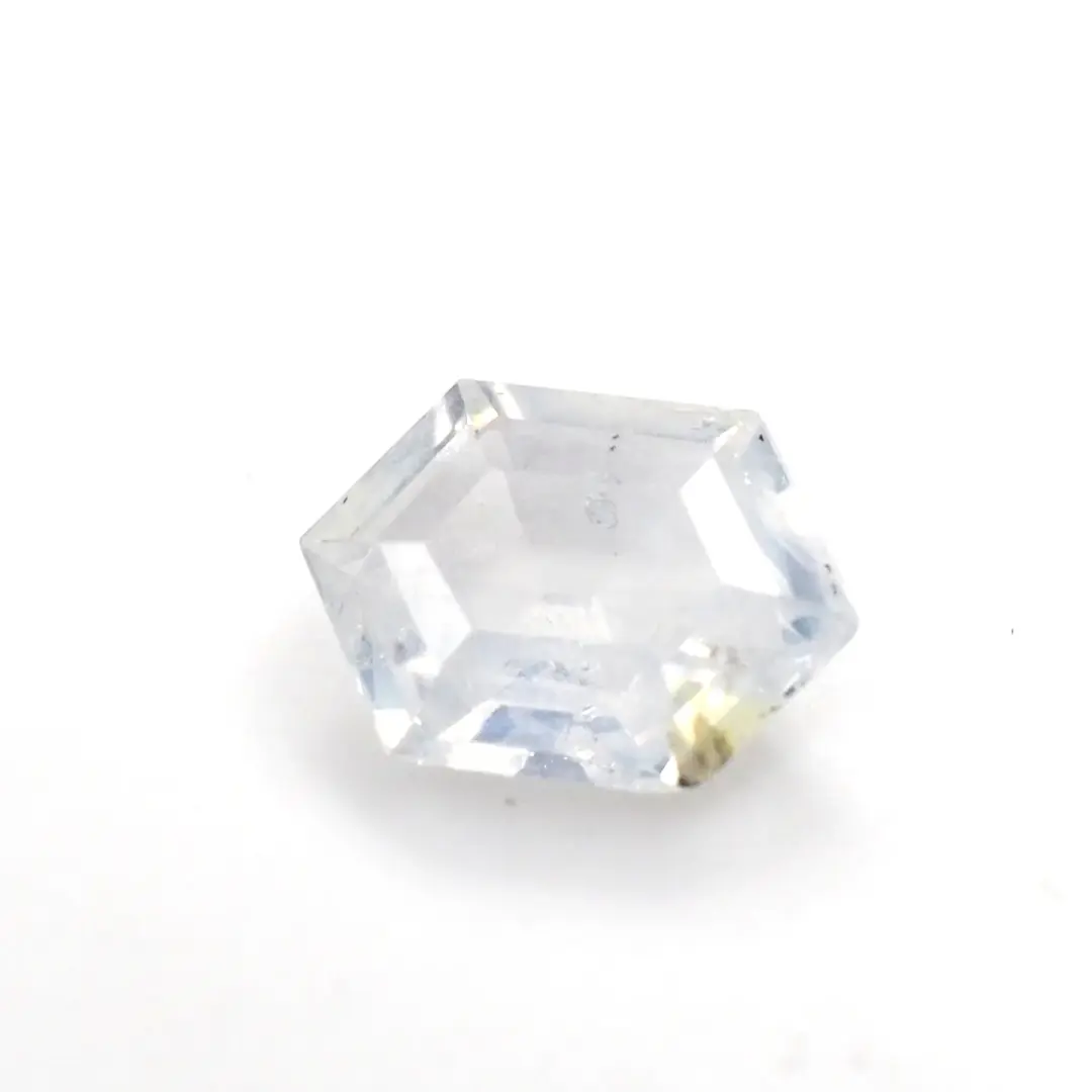 Milky white sapphire hexagon step cut .55ct