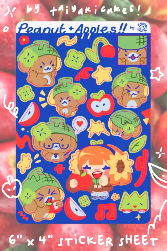 peanut + apples!! sticker sheet