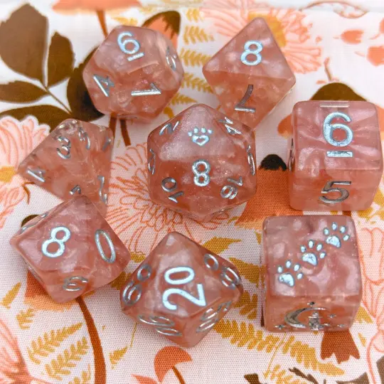 Rose Zephyr 8 Piece Dice Set