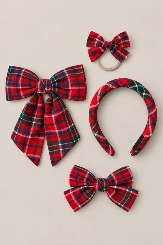 Hair Bows in Christmas Cheer Plaid