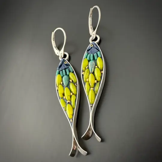 Lime Green Fish Earrings