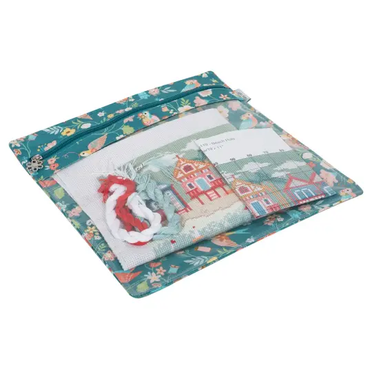 Teal Floral Project Zipper Pouch