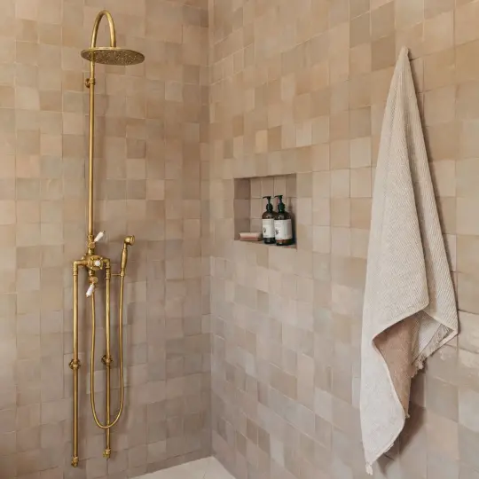 Unlacquered Brass Thermostatic Shower