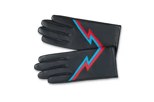 Black Ziggy Red/Blue Bolt Leather Gloves