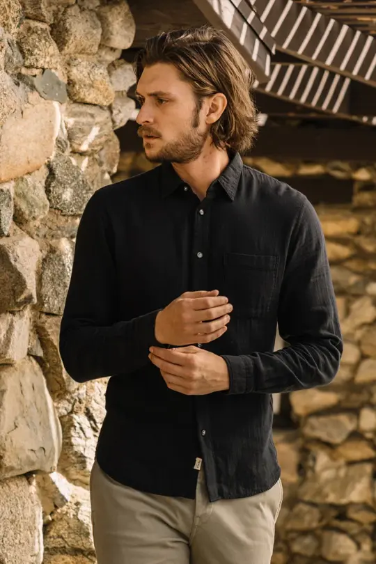 The Ripper Double Gauze Organic Cotton Shirt - Black