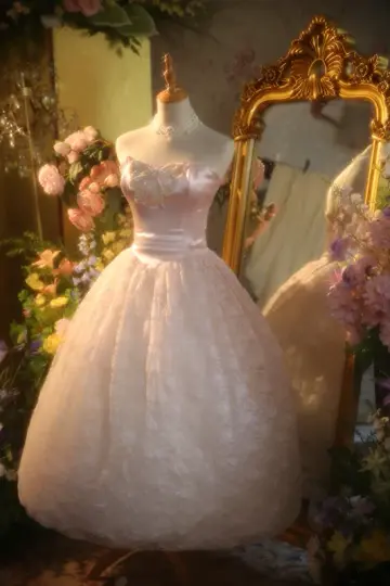 Light pink strapless fitted waist ball gown/bridal dress R7261