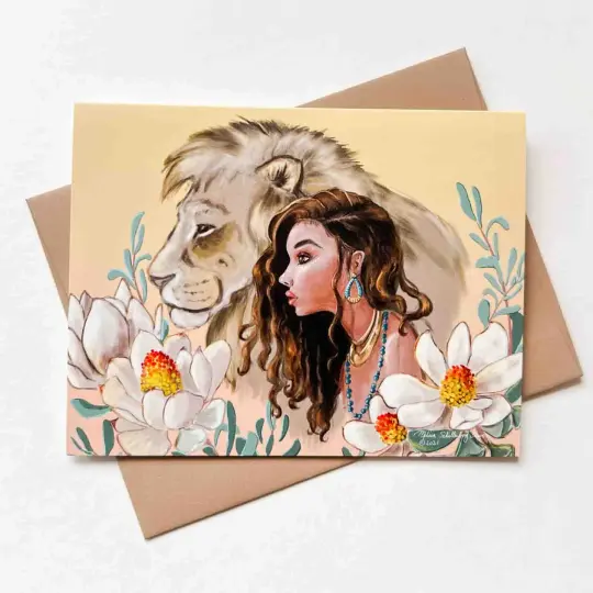 Girl and Lion Card, Wholesale 6 Pack