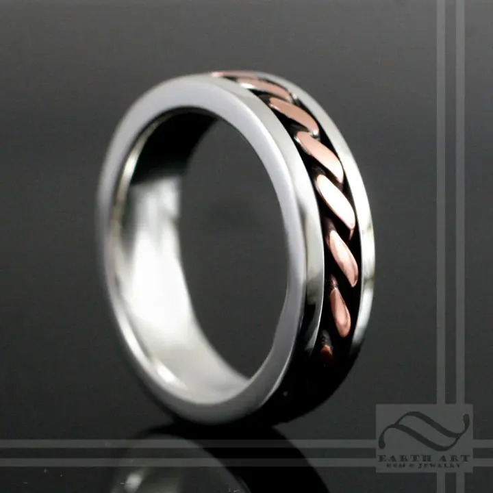 14k White and Rose Gold Twist Wedding Band