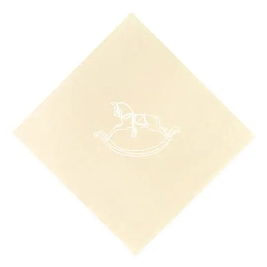 White on Cream Rocking Horse Foil Printed Elegance Cocktail Napkins, set of 20