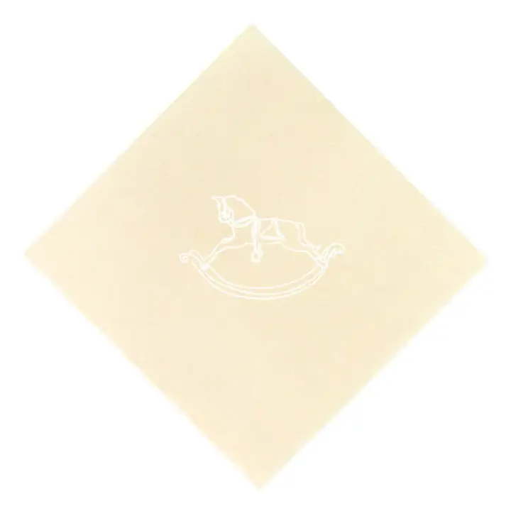 White on Cream Rocking Horse Foil Printed Elegance Cocktail Napkins, set of 20