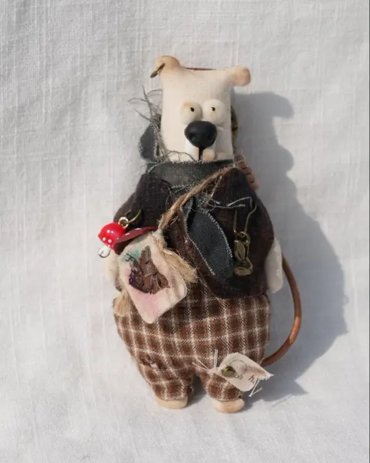 Dusty Bear Bag Charm · Hand-Shaped Details & Distressed Finish