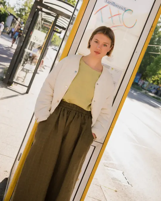 OIA gathered linen skirt