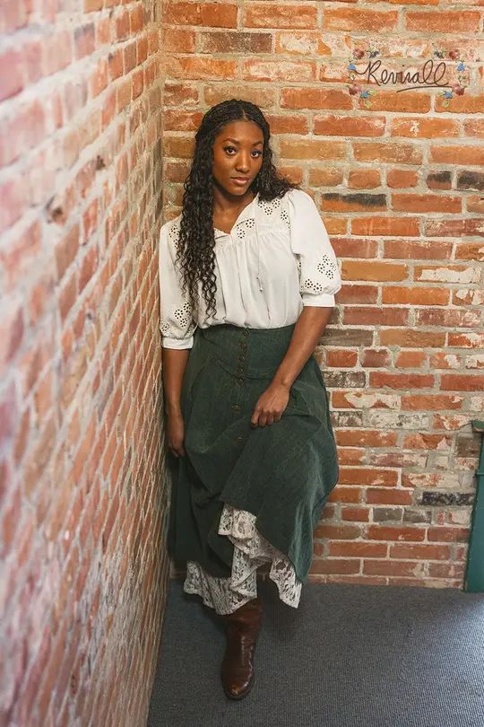 Long Lacey Jean Skirt in Esmeralda-Small