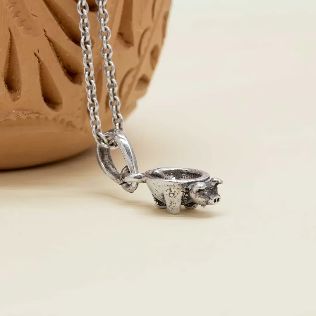 Sterling Silver Cochinito Molcajete Pendant