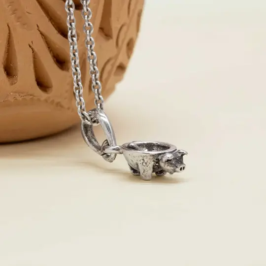 Sterling Silver Cochinito Molcajete Pendant