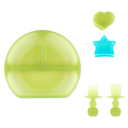 Grip Dish Deluxe Infant 5-Piece Mealtime Set: Green Jelly