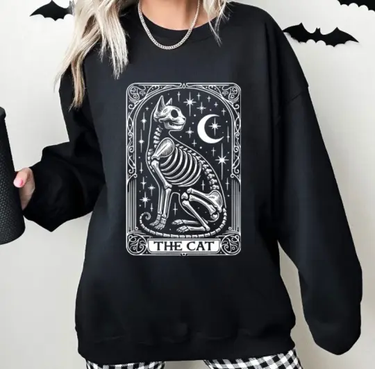 Cat Tarot T-Shirt - Mystical Feline Tarot Tee - Witchy Cat Divination Shirt