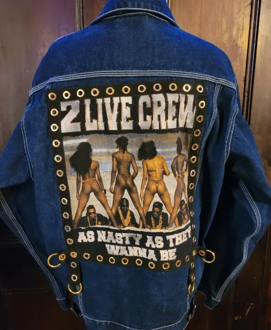 2 Live Crew dark denim custom denim jacket y2k
