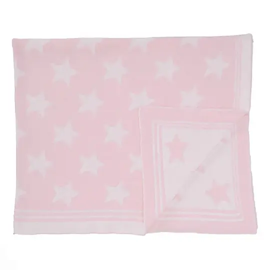 Baby Mode Signature Baby Boys and Baby Girls Reversible Knit Stars Baby Blanket, Pink