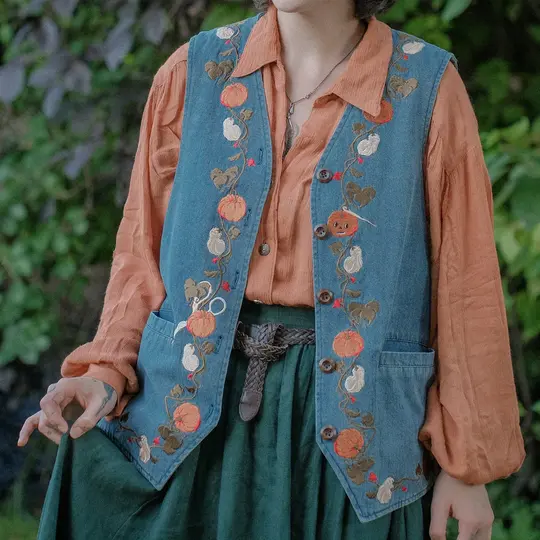 September Days // Full Length Vintage-Wash Denim Vest