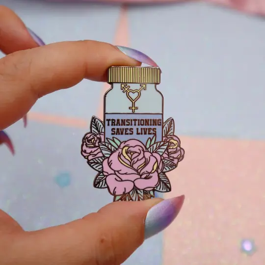 Transitioning Saves Lives Enamel Pin