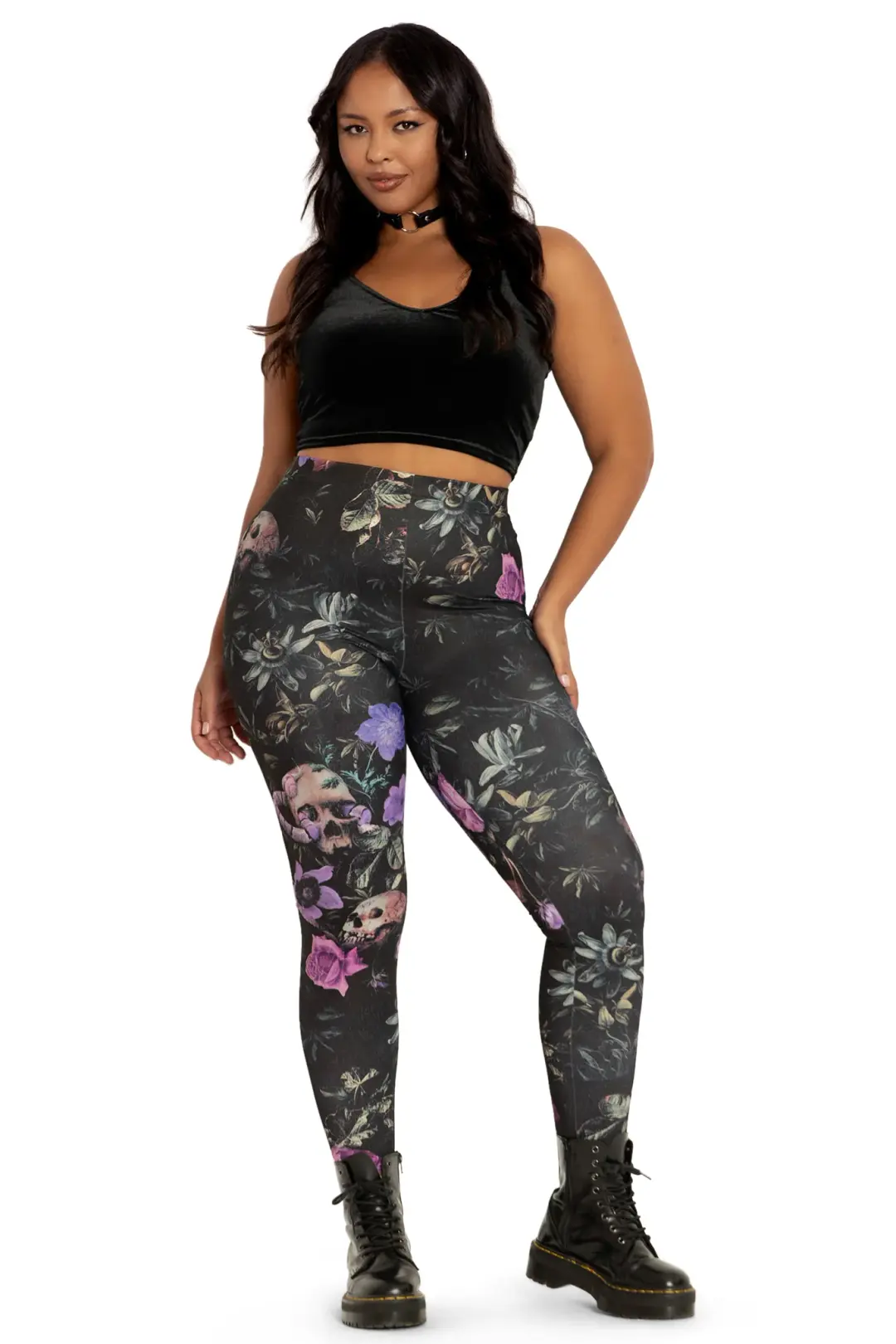 Garden Of The Dead Purple High Waisted Matte Finish Leggings