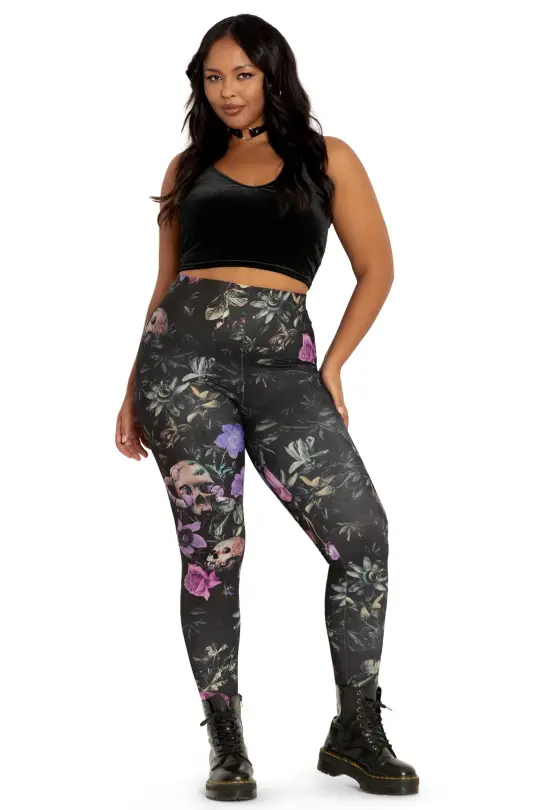 Garden Of The Dead Purple High Waisted Matte Finish Leggings