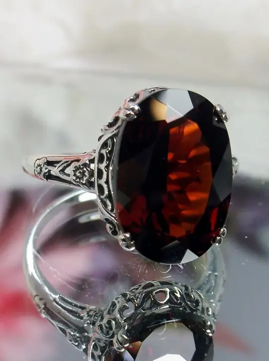 Natural Garnet Ring, Size 8, Revival Edwardian Jewelry #D70 - Ready to Ship