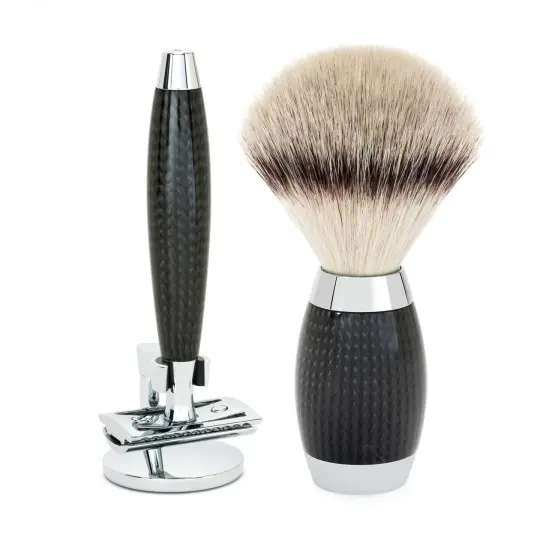 MÜHLE EDITION 3 Pc. Shaving Set, Silvertip Fibre® Brush & Safety Razor, Carbon