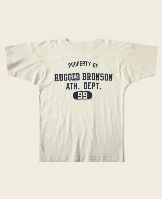 1950s Drop Shoulder Football T-Shirt - Apricot