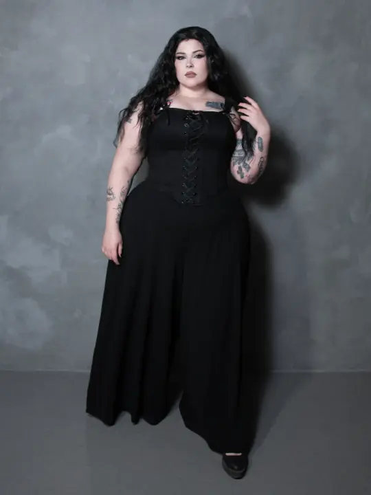 Black Widow Palazzo Pants in Black